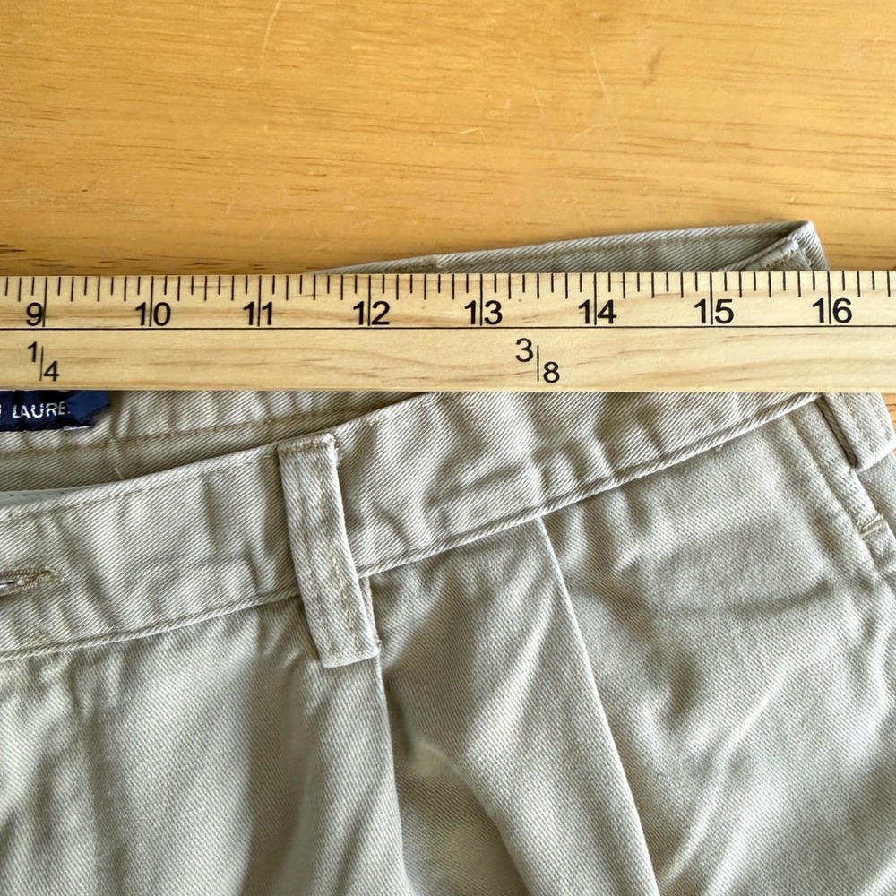 Chaps Ralph Lauren Mens 34 Khaki Double Pleated Chino Shorts 7" Vintage 90s Prep - Picture 8 of 8
